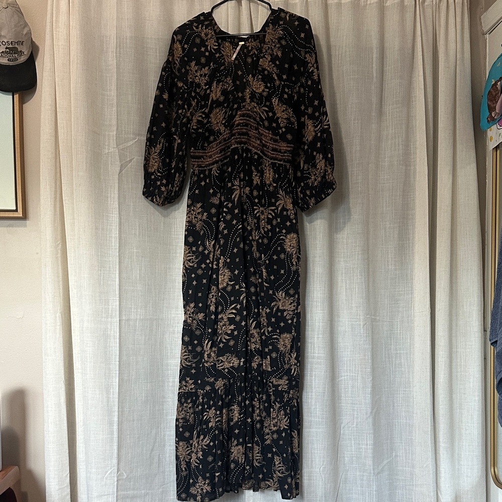 Free People Black and Tan Maxi Dress